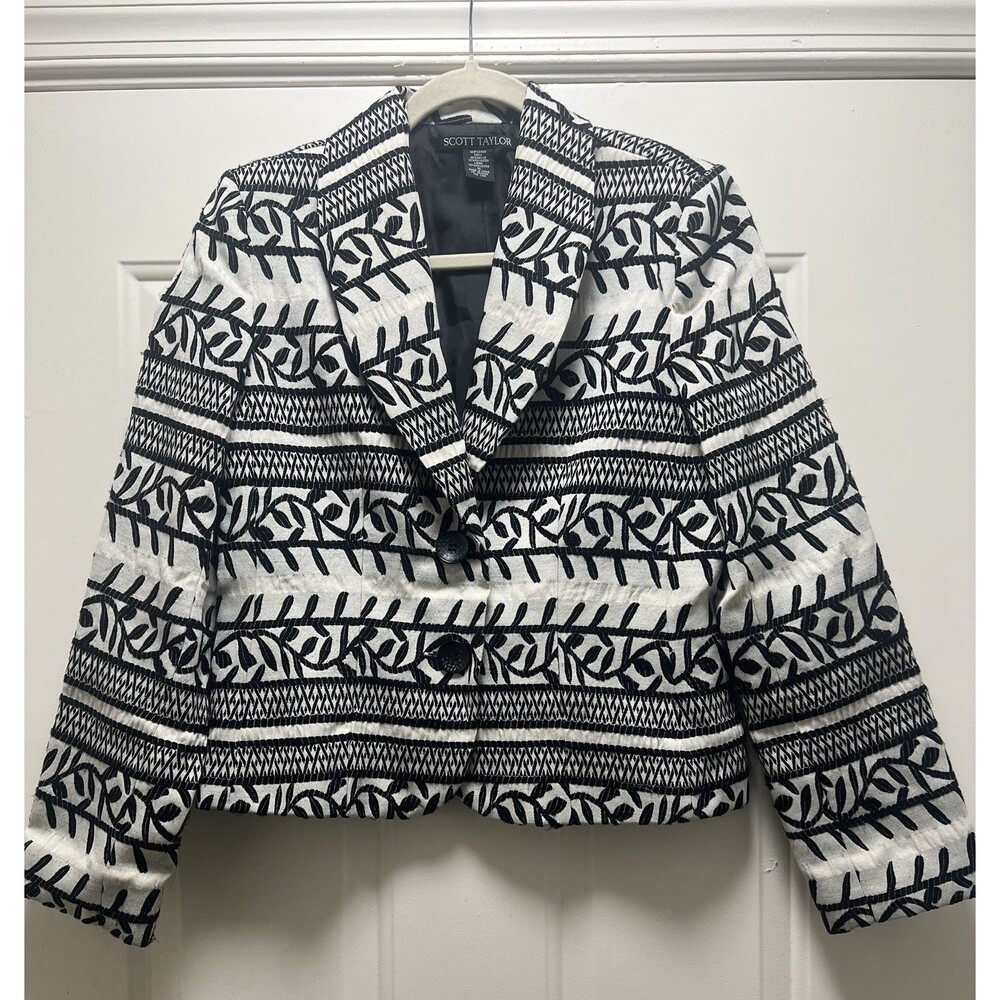 Scott Taylor Woman’s Tapestry Crop Jacket Blazer Sz M Art To Wear